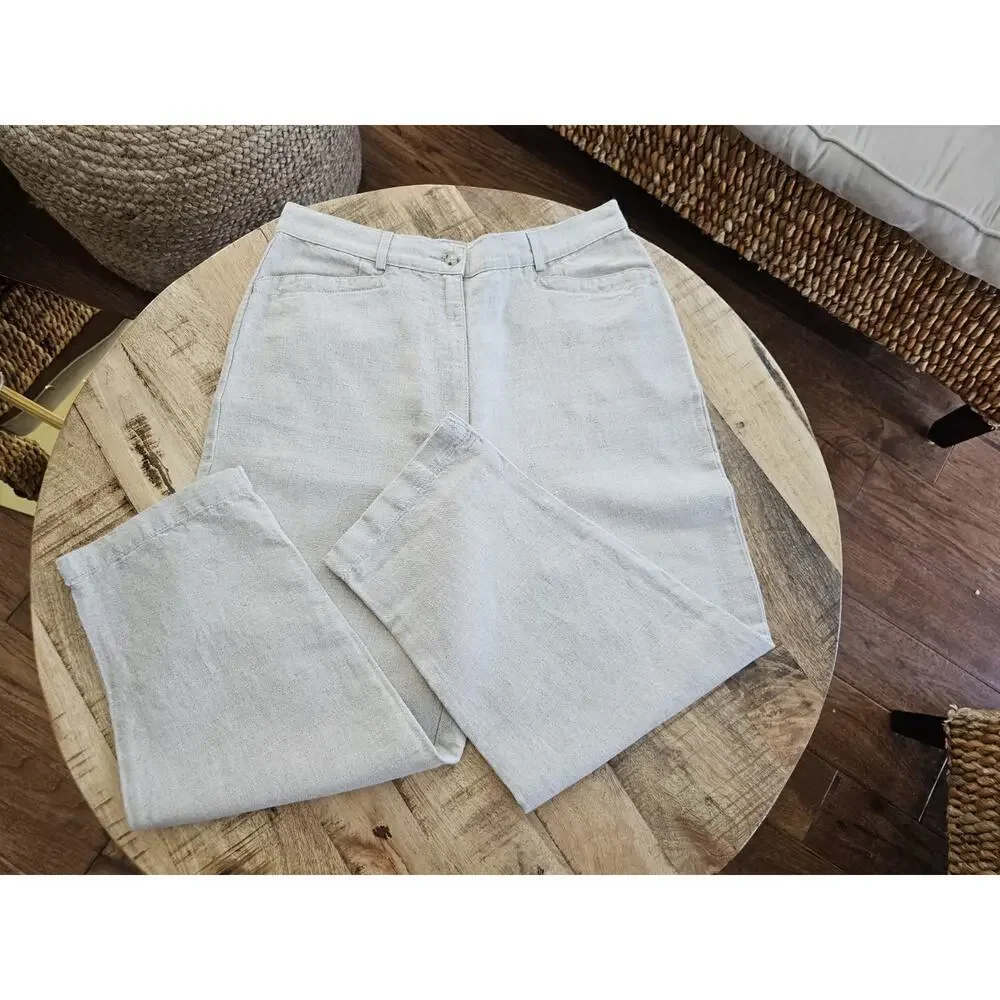 Talbots Pure Linen Irish Blend Cropped Pants Women's 10P NWT Lagenlook - Picture 2 of 6
